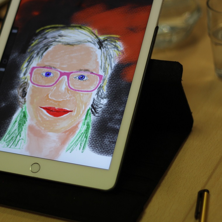 iPad picture of a woman in glasses