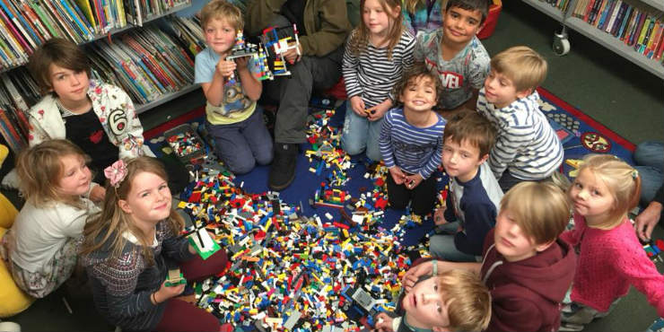 A Lego club in a library