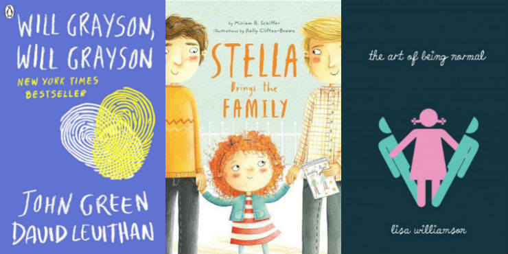 Will Grayson, Will Grayson by John Green and David Levithan, Stella brings the family by Miriam Schiffer and The art of being normal by Lisa Williamson