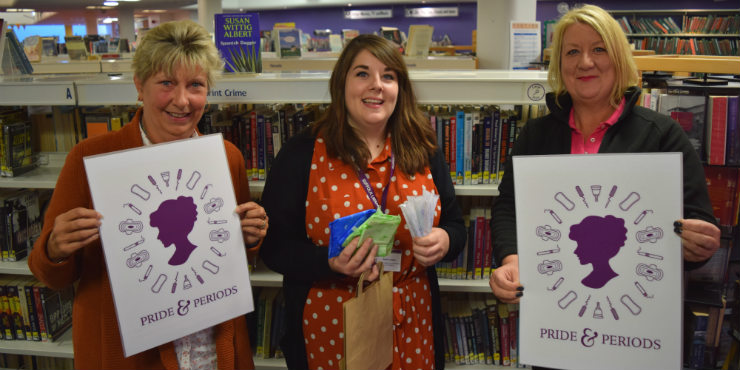 Gail Kerrison, Sarah Lungley and Sharon Harkin at the Pride and Periods launch