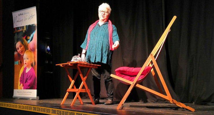 Crime writer Val McDermid speaking at Slaughter in Southwold