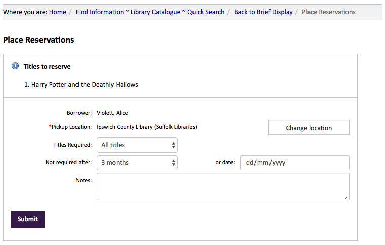 Location and date form